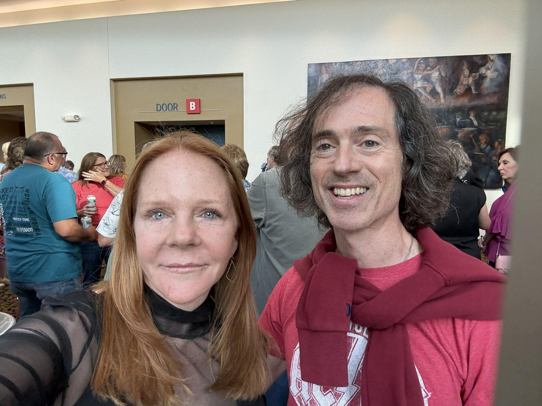 Local music celebrity Mark Winters snaps a selfie with wife Laura before the Already Gone Presents The Eagles show at Stafford Centre in Stafford, TX
