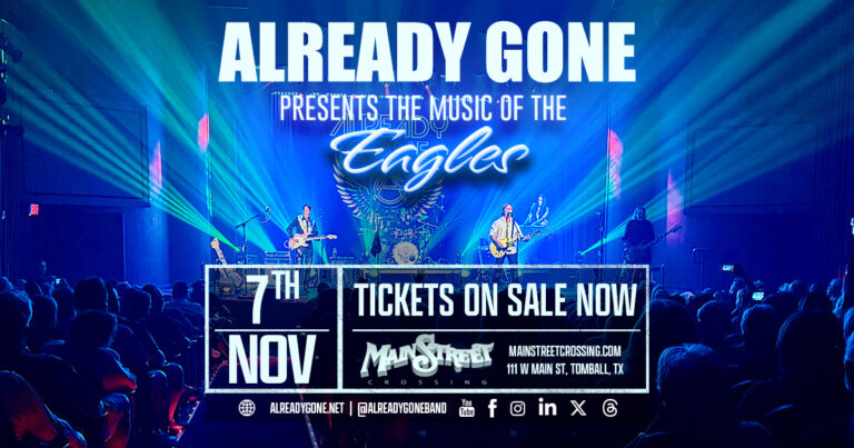 Already Gone presents the music of the Eagles at Main Street Crossing in Tomball, Texas on Saturday, November 7